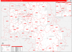 Canton-Massillon Metro Area Wall Map Red Line Style 2024